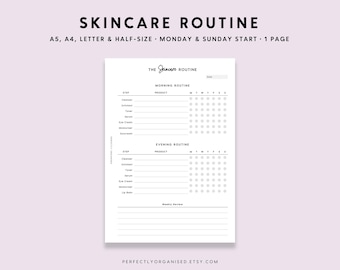 Skincare Routine Printable: Health Page (A5 A4 Letter PDF)