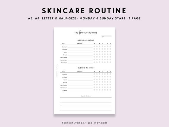 Skincare Routine Printable: Health Page (A5 A4 Letter PDF)