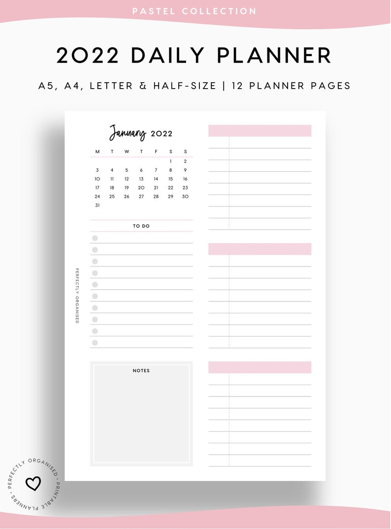 new printable 2022 daily planner 2022 day on 1 page 2022