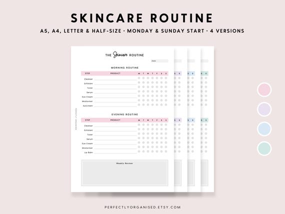 Skincare Routine Printable: Pastel Health Page (A5 A4 Letter PDF)
