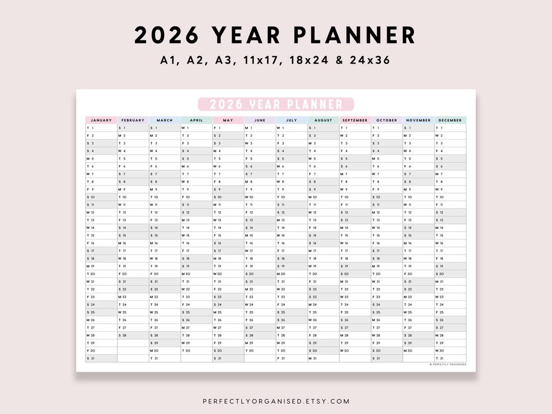 2026 Year Planner Printable: Large Wall Calendar (A1 A2 A3 11x17 18x24