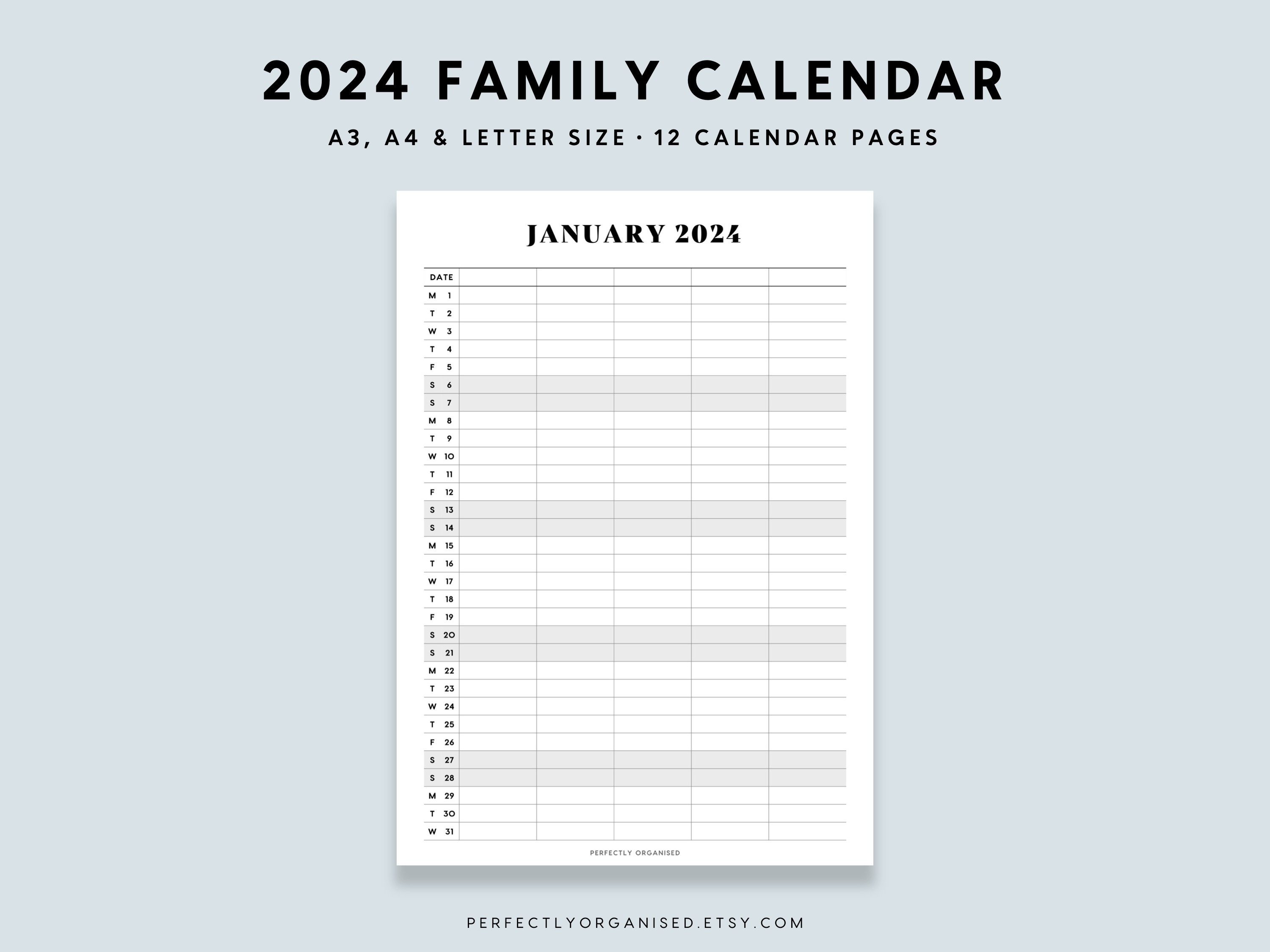 Calendrier mensuel familial Notre mois ensemble - Vertical