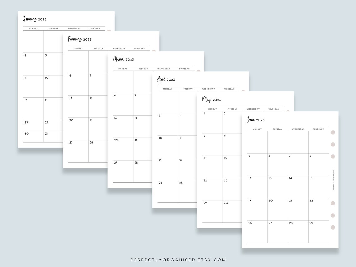 PRINTABLE 2023 Month on 2 Pages 2023 Monthly Planner 2023 - Etsy