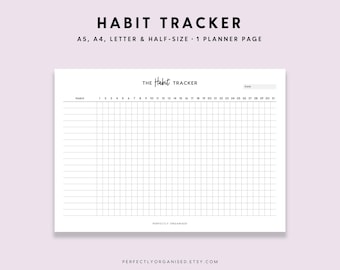 Habit Tracker Printable: Productivity Page (A5 A4 Letter PDF)
