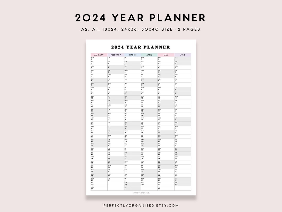 PRINTABLE 2024 Year Planner 2024 Large Wall Calendar 2024 - Etsy UK