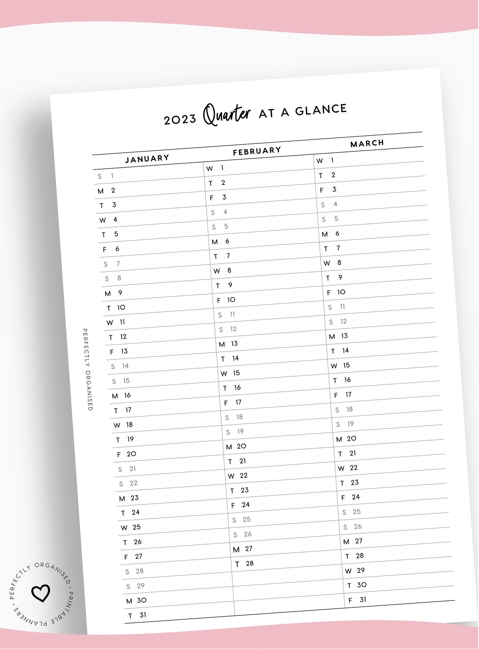 NEW PRINTABLE 2023 Quarter at A Glance 2023 Quarterly - Etsy Sweden