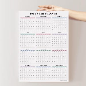 2025 Year Planner 8 | 2025 Large Wall Calendar, 2025 Year Calendar, 2025 Vertical Calendar, Pastel, A1 A2 18x24 24x36 30x40 Size PRINTABLE