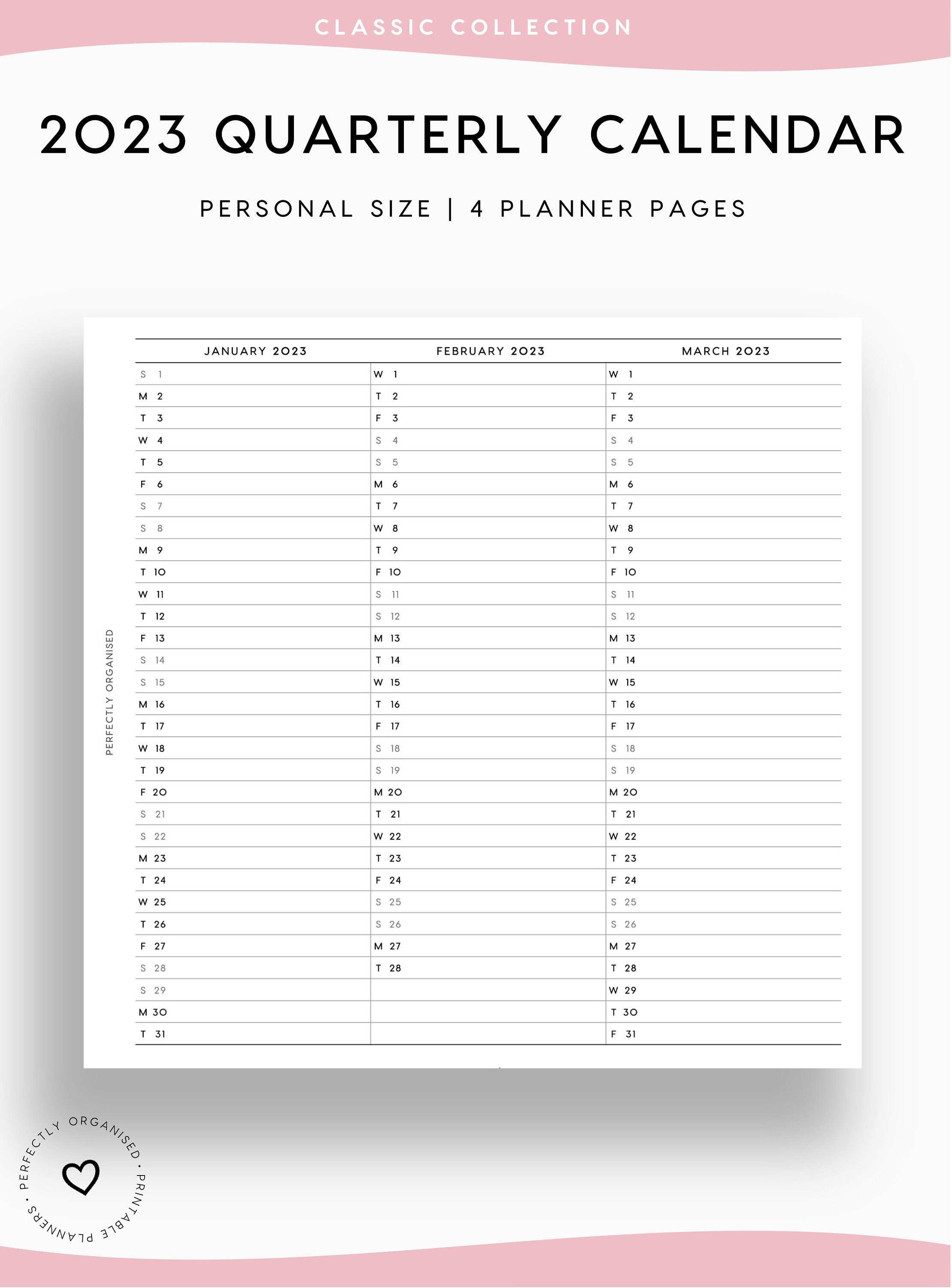 PRINTABLE 2023 Foldout Quarterly Calendar 2023 Calendar - Etsy