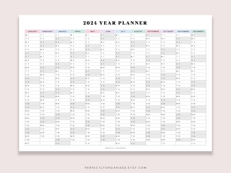 PRINTABLE 2024 Year Planner 2024 Large Wall Calendar, 2024 Year ...