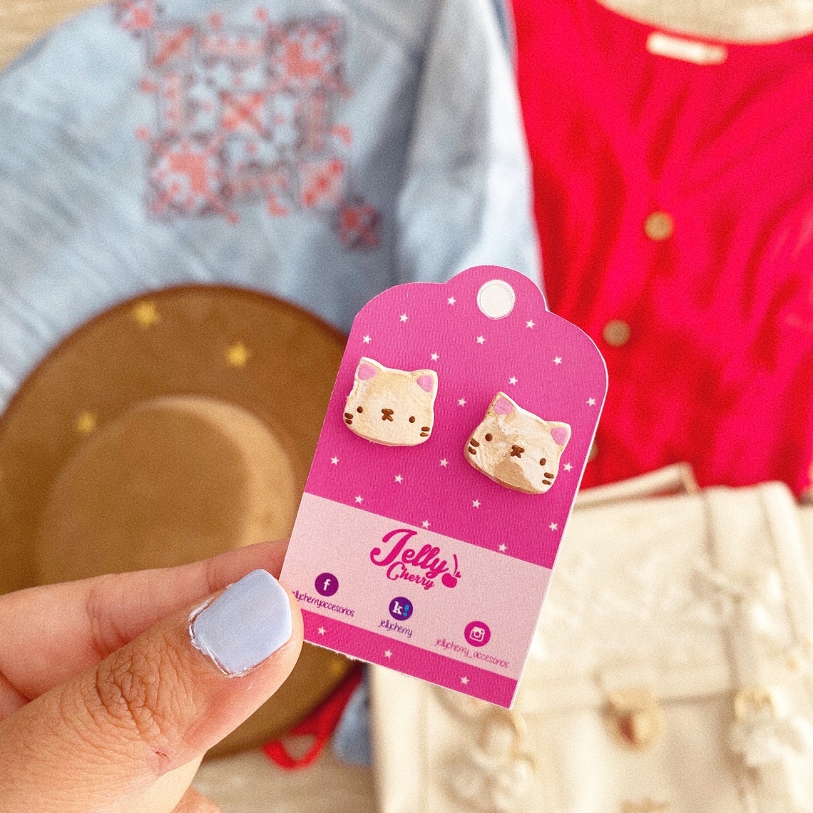 Kawaii Cat Stud Earrings Cute Cat Earrings Clay Cat Etsy