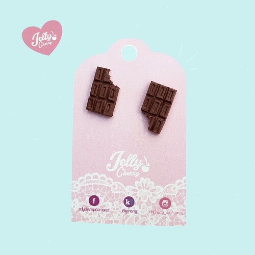 Chocolate Bar Stud Earrings Kawaii Sweet Lolita Chocolate Etsy