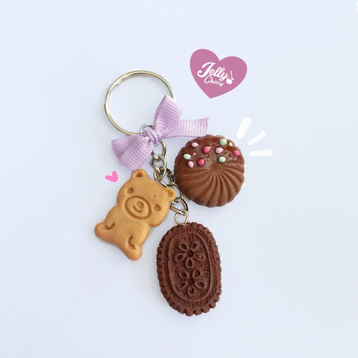 Kawaii Cookie Keychain Cookie Biscuit Keycharm Sweet Etsy