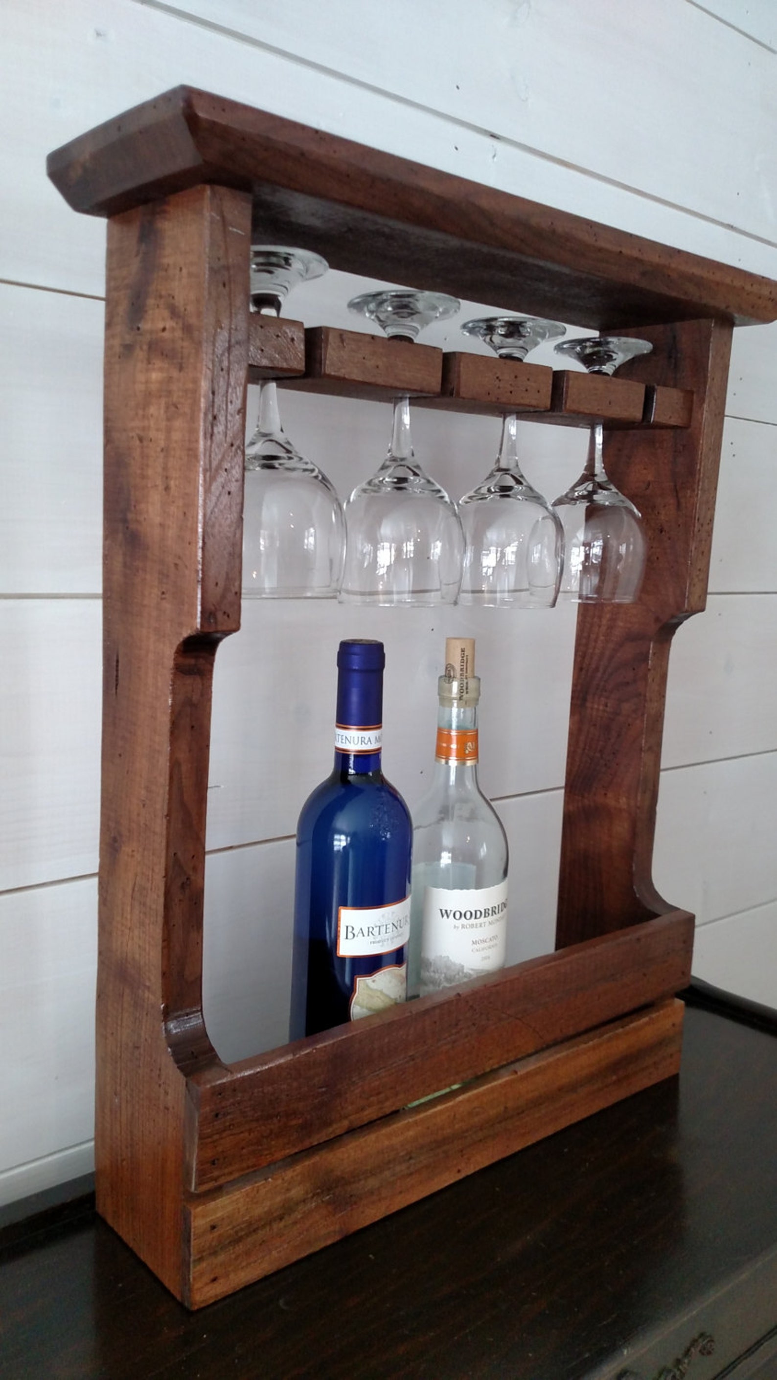 Distressed Solid Walnut Wine Rack FREE SHIPPING Etsy