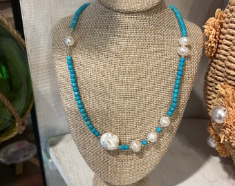 Turquoise and pear beaded necklace