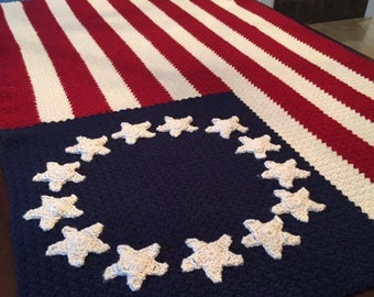 Old Glory American Flag Afghan, American Flag Blanket