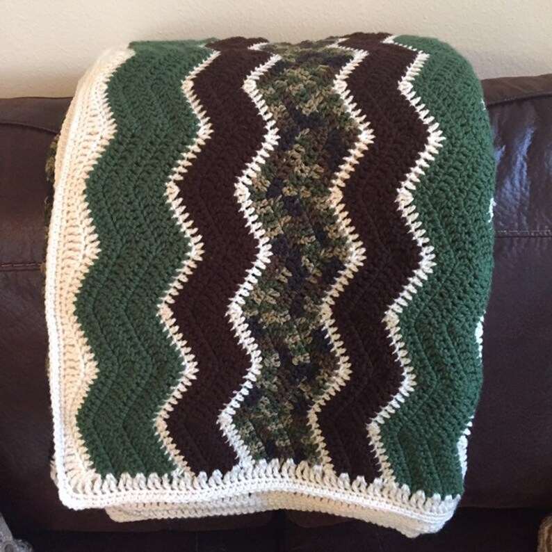 Camouflage Crochet Throw Blanket Afghan Chevron Stripe Etsy