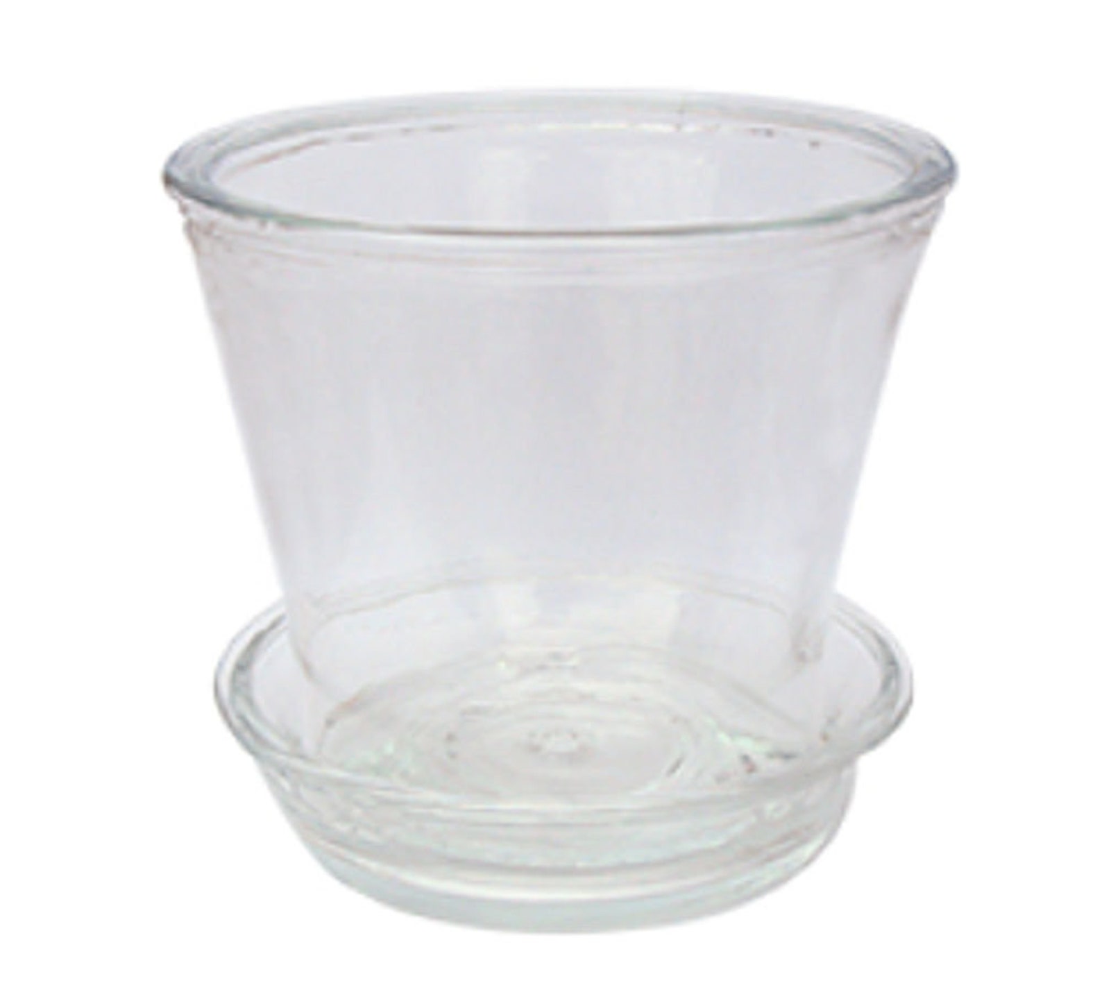 Clear Glass Flower Pot w/Saucer Etsy