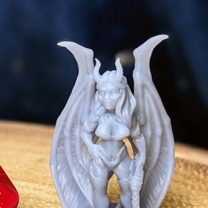3D Printed Succubus Miniature: Resin Temptress for D&D