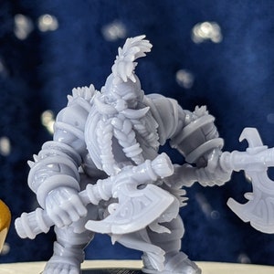Dwarven Barbarian Miniature: Dual Axe Berserker, D&D Pathfinder RPG