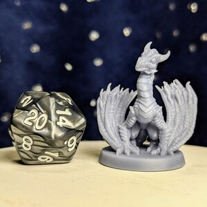 3D Printed Black Dragon Wyrmling Miniature: Tabletop RPG Model