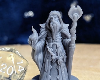 3D Printed Human Wizard Miniature: Cloaked Mage for D&D