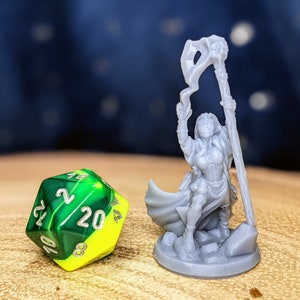 3D Printed Human Sorceress Miniature: Resin Mage for D&D