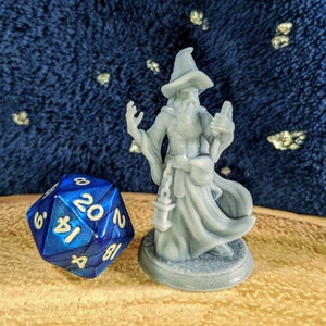 3D Printed Human Wizard Miniature for Dungeons and Dragons