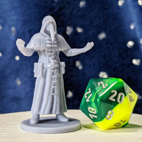 Plague Doctor Miniature | 3D Printed Tabletop Medic | Great for D&D, Pathfinder, and more!