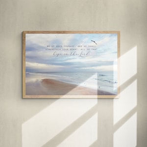 Hope in the Lord Scripture Wall Art, Bible Verse Wood Plaque, Coastal Beach Sunset Canvas, Ocean Photography, Expressions of Faith