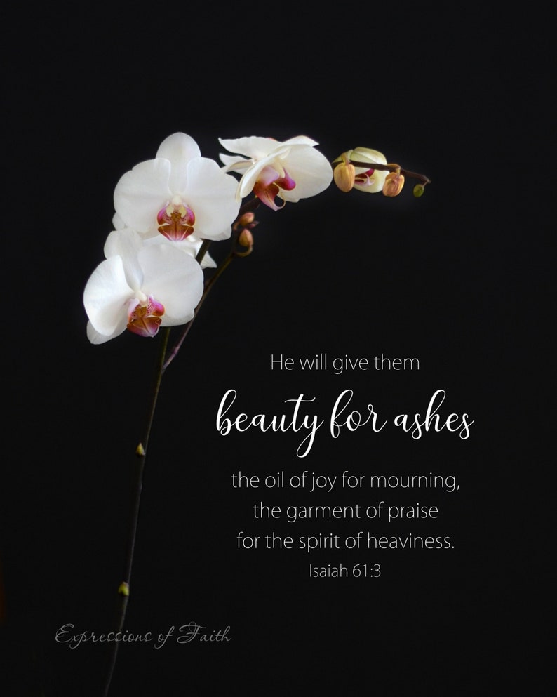 Beauty for Ashes Scripture Wall Art Canvas Print or Plaque Isaiah 61