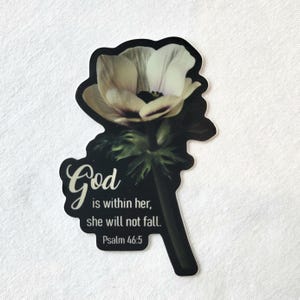 She will not fall Psalm 46: 5 Schrift Aufkleber, Vinyl Blumen Aufkleber, Laptop Aufkleber, Wasserflaschen Aufkleber, Ausdruck des Glaubens
