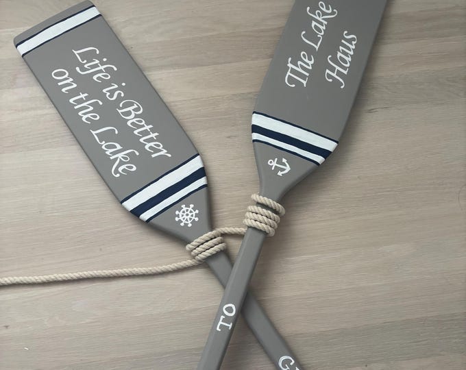 custom wooden Oar Paddle Hand Painted beach house lake house mongram