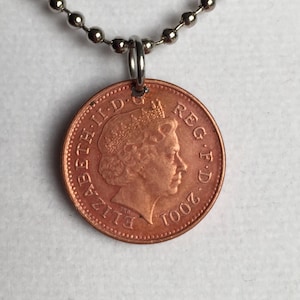 Scottish Penny Coin Pendant: Unisex Copper Necklace, 24 Inch Chain
