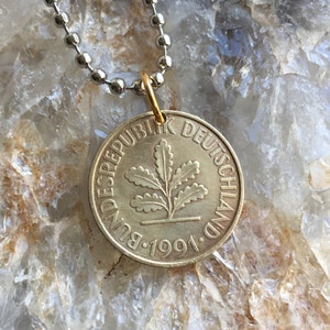 GERMAN 10 or 2 PFENNIG coin charm on a 24 inch chain necklace. BOGO Free - sellers choice