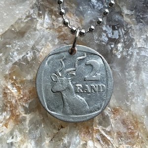 SOUTH AFRICAN 2 Rand 1989 coin w/ 24 inch ball chain necklace. BOGO Free - sellers choice