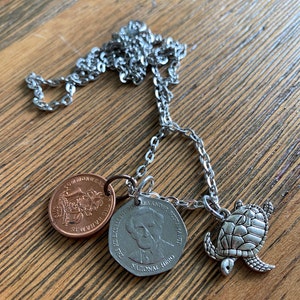 Beachy coin, turtle charm necklace. BOGO Free - sellers choice