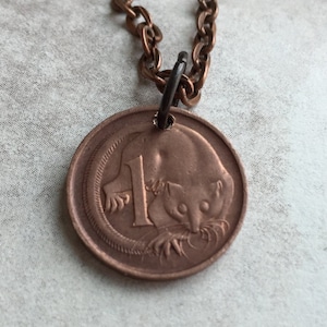 AUSTRALIAN 1P 1980 coin pendent on a 24 inch chain necklace. BOGO Free - sellers choice