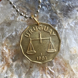 Uruguay 1981 50 Centesimos coin pendent on a 24 inch ball chain necklace. BOGO Free - sellers choice
