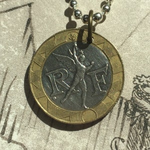 FRANCE Liberte Engalite Fraternite 10 Franc coin w/ 24 inch ball chain necklace. BOGO Free - sellers choice