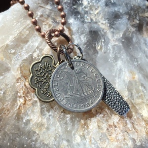PORTUGAL 1984 coin - Asian coin pendent w/ 24 inch chain necklace - Traveler Series. BOGO Free - sellers choice