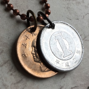 Chinese mixed color coin pendents on a 24 inch ball chain necklace. BOGO Free - sellers choice