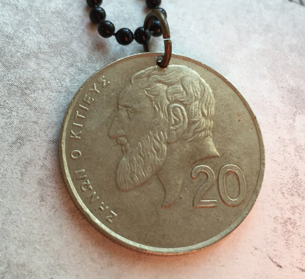 CYPRUS KIBRIS Coin on a 24 In. Black Ball Chain. Etsy