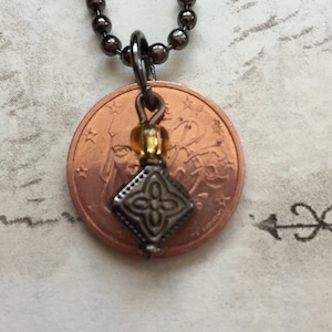 EURO 2 Cent- DRAMA- coin with charm on a 24 inch chain necklace. BOGO Free - sellers choice