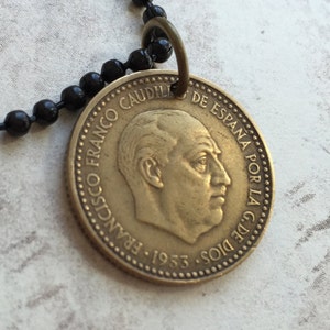 1953 SPANISH coin pendent on a 24 inch ball chain necklace. BOGO Free - sellers choice