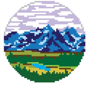 Parc national de Grand Teton, broderie numérique, point de croix, Colorado, toile ronde, 3 x 3 po.