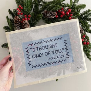 I Thought Only Of You - NAVY Vines Mr Darcy Pride and Prejudice Needlepoint Canvas