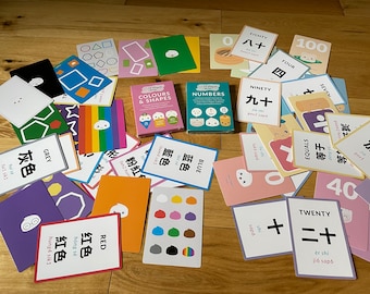 Lil Dimsum Colours Shapes Numbers Flashcard - English - Chinese - Cantonese - Mandarin