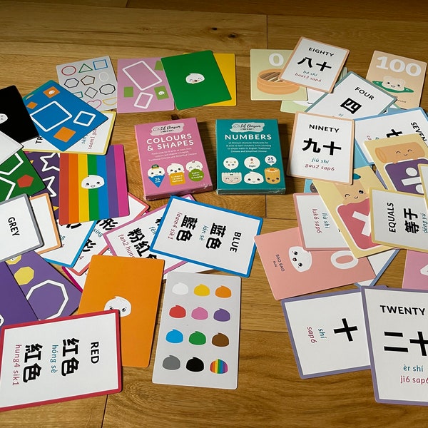 Lil Dimsum Colours Shapes Numbers Flashcard - English - Chinese - Cantonese - Mandarin