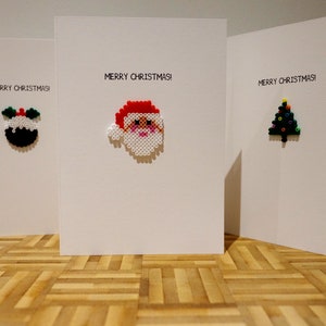 Tarjeta de felicitación navideña de hama Beads - vacaciones - festiva - linda