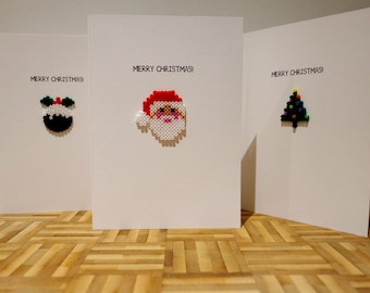 Christmas hama beads greeting card - holidays - festive - cute